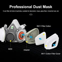 6200 Respirator Reusable Gas Mask 501 Dustproof Combination 2091 5N11 Particle Filters Safety Work Industrial Labor Paint Spray