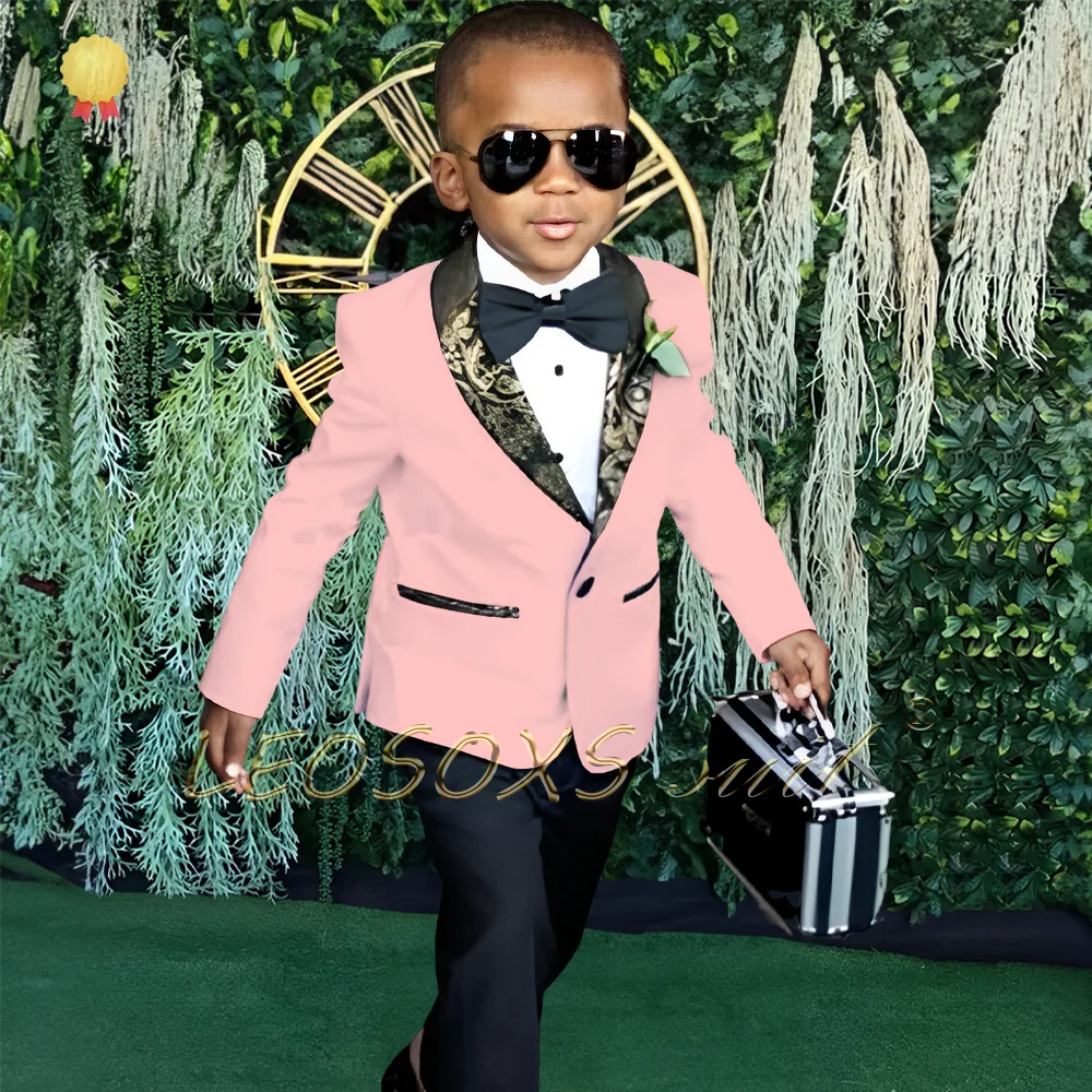 Little boy wedding suit, 3-16 years old children's green collar groomsman little gentleman single button collar elegant suit