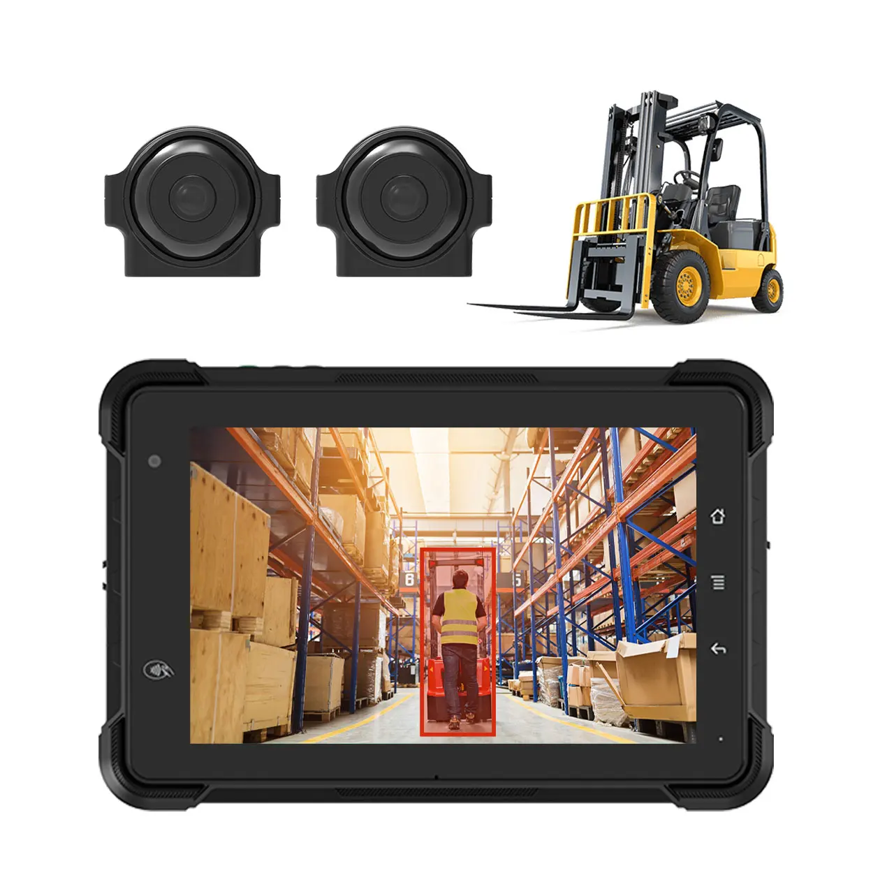 Android 13 In-Vehicle IP67 Tablet 6-Channel AHD Input Multi-Touch Screen for Forklift Safety - Industrial Grade
