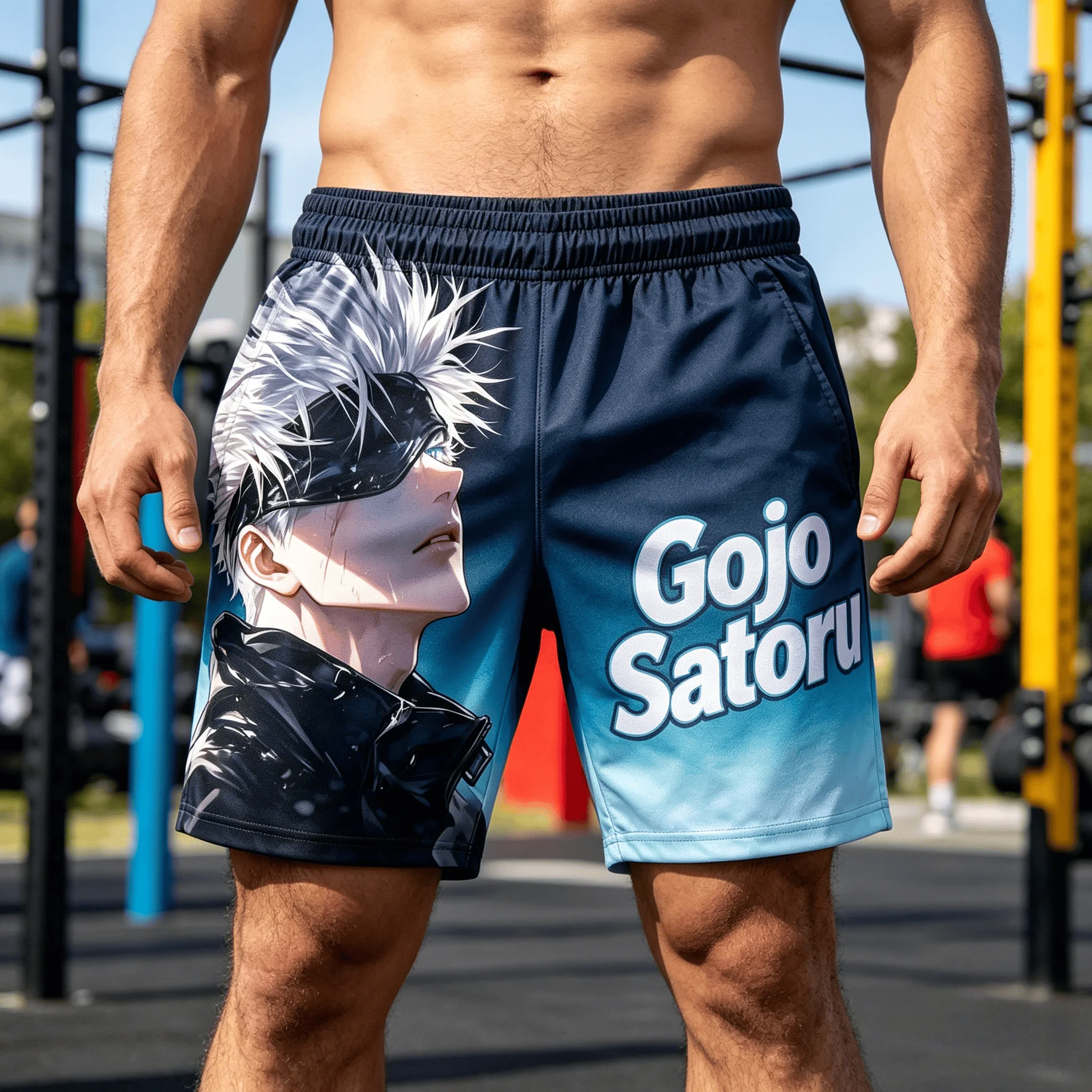 2026 Summer Jujutsu Kaisen Gojo Satoru Quick Dry Gym Shorts, Men's Unisex Anime Print Running Sports Board Streetwear  Shorts