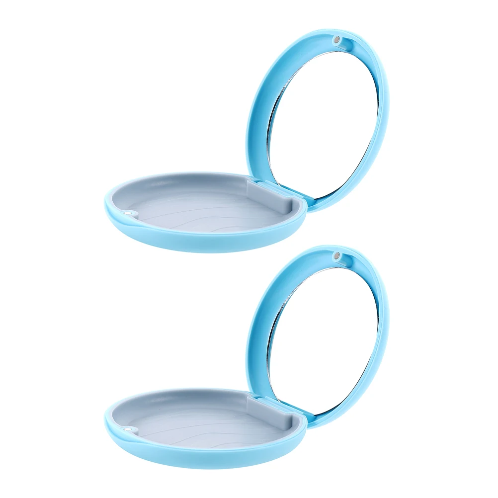 

2Pcs Denture Storage Box Slim Retainer Case Portable Travel Holder Mirror Dental Retainer Storage Case Orthodontic Braces