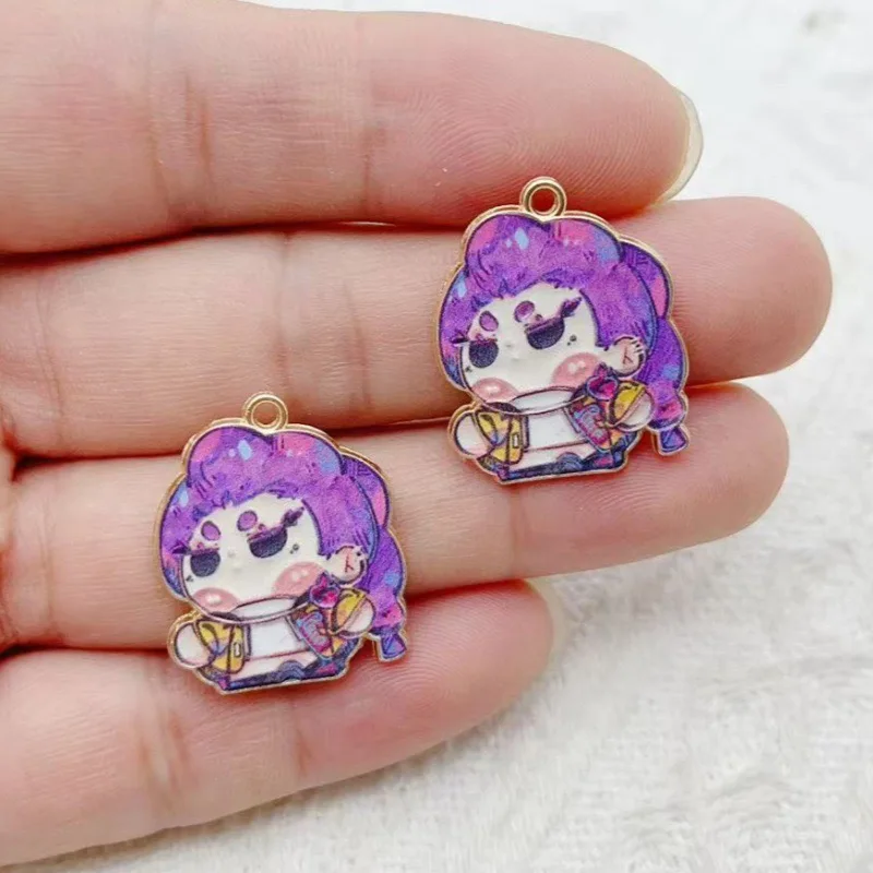 10pcs Cartoon Anime Pendant Oil Drop Alloy DIY Earrings Keychain Pendant Accessories view 3
