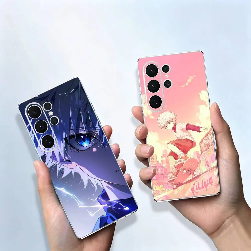 Lightning Silver Hair Assassin Killua Phone Case For Samsung S25,24,23,22,21,10,9,Ultra,Plus,Lite Transparent Cover