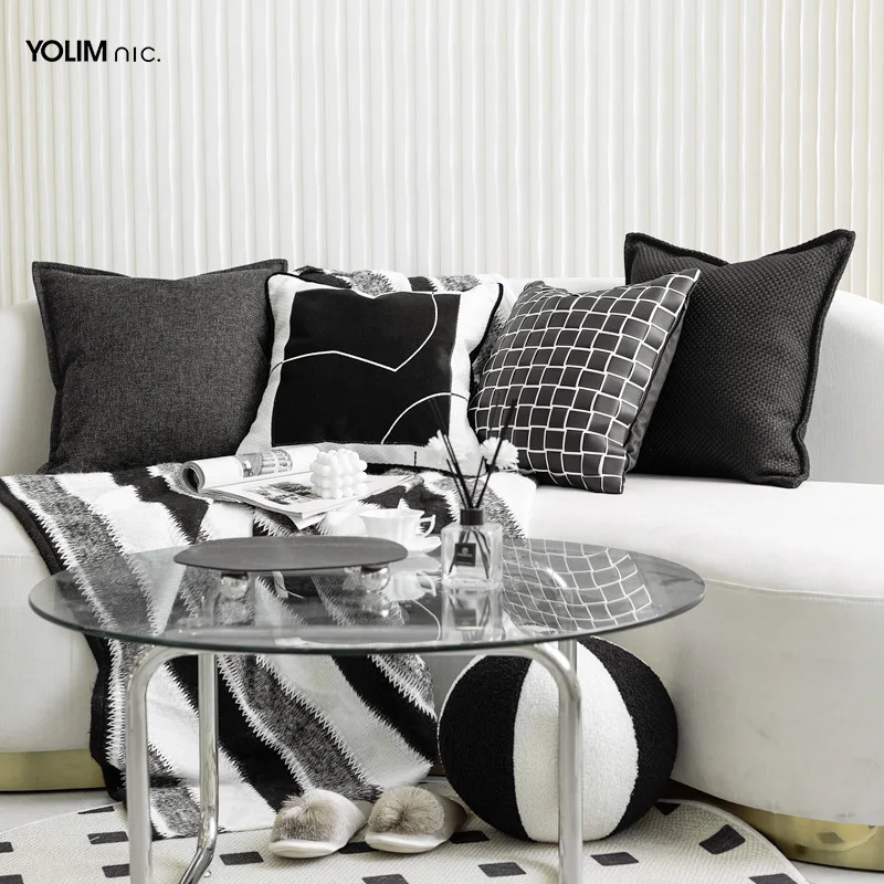 Design 30X50/45X45/50X50CM Black White Throw Pillow Cover Retro Luxury Waist Cushion Cover Decor Home Decorative Pillowcase