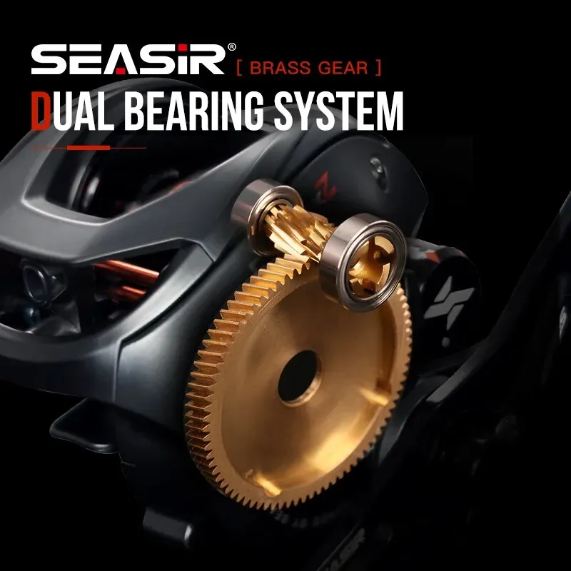 SEASIR Cast X2 Baitcasting Reel 7.3:1 Hybrydowe łożysko ceramiczne Podkładka z włókna węglowego System podwójnych łożysk N52 Hamulec Kołowrotki