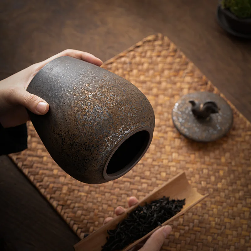 جرة تخزين السيراميك المينا ختم الشاي الفنون الحرف الجدول الحلي حاوية الديكور