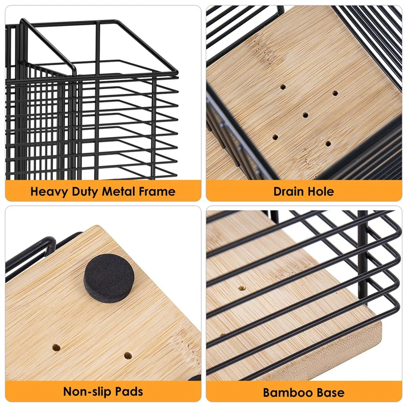 

L56A-большой держатель для кухонной утвари, черный металлический кухонный утварь, организация лопаточки, подставка для посуды
