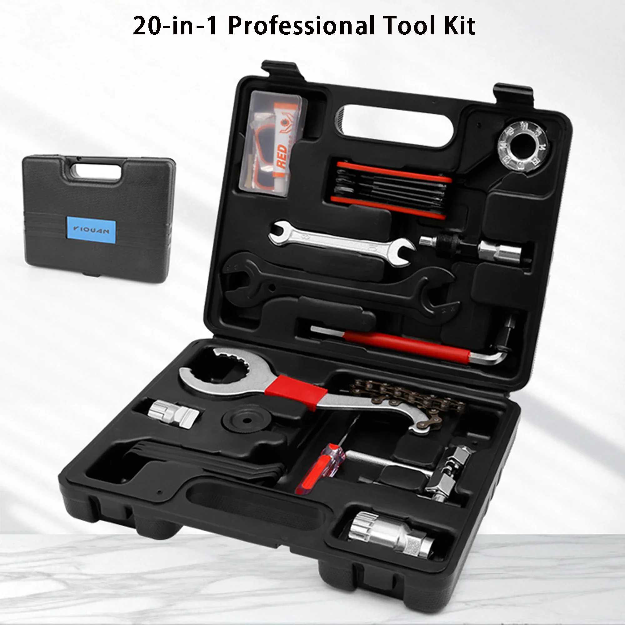 Bike Multi Tool Kit Bicycle Repair Tool Set with Tire Patches & Wrenches Portable Maintenance Accessories for MTB Road Bike