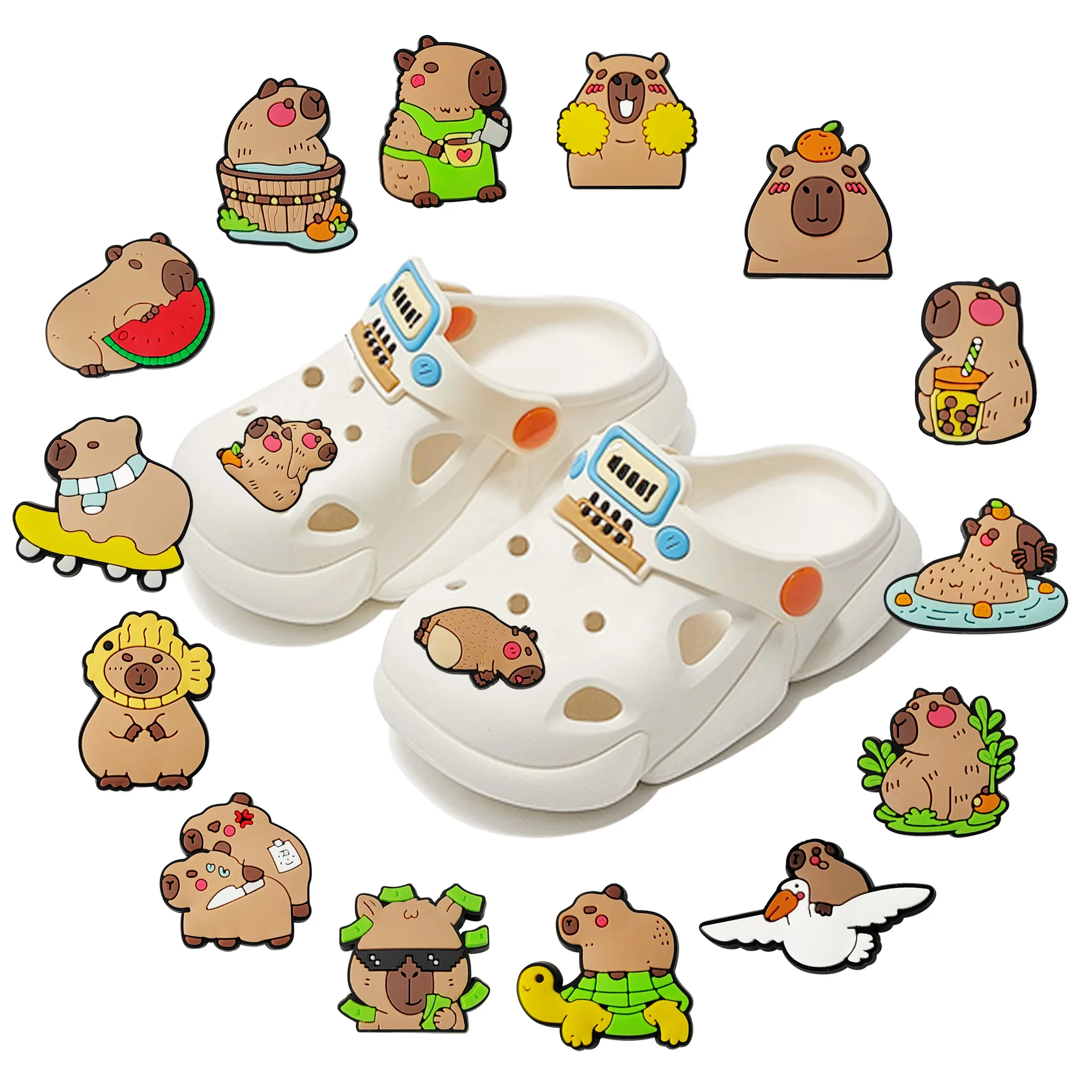 4-50PCS Hot Toys Adorable Capybara Shoe Charms Decorations Multiple choice PVC Decoration Detachable Waterproof For Party Gifts