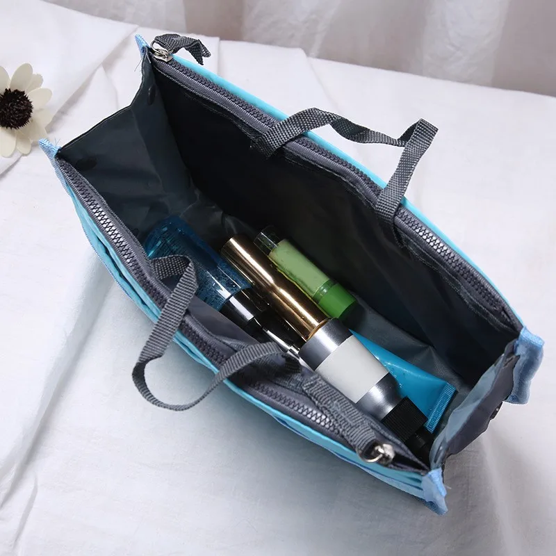 Nylon Cosmetic Bags For Women Tote Insert Double Zipper Makeup Bag Toiletries Storage Bag Girl Outdoors Travel Make Up Organizer