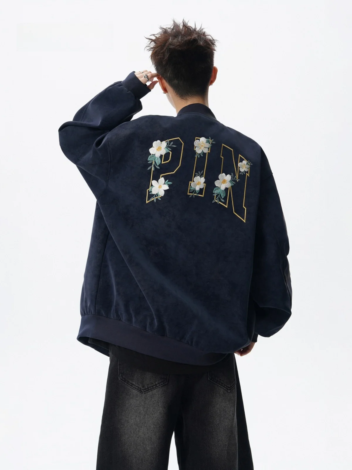 

Outdoor Casual Embroidered Baseball Collar Leather Jaet for Men Winter American Design Couple's Oversized Jaet High Stree...