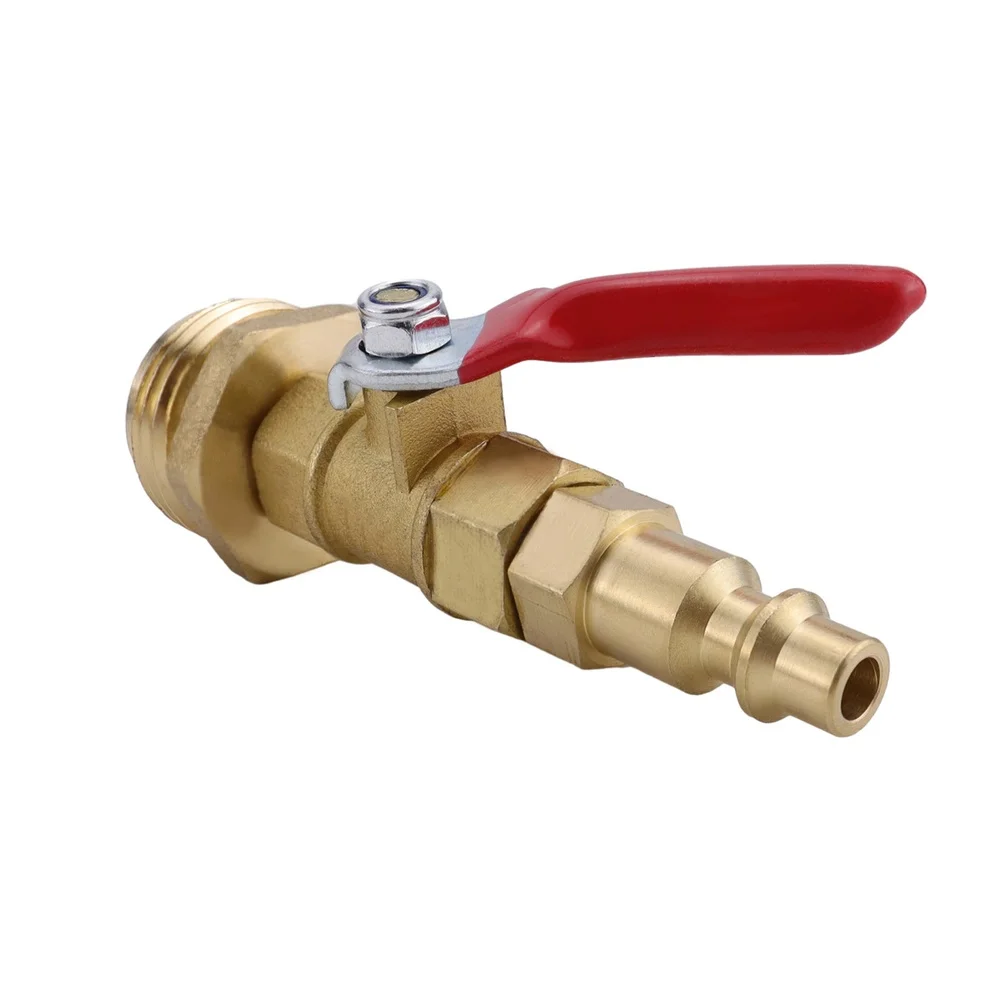 Brass RV Quick Connect For Water Adapter With Ball Valve 1/4 Inch Male Thread For Easy Connection To Garden Hose And Tank Lines