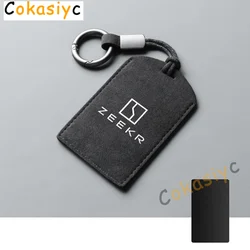 Suede Car NFC Card Key Case Cover Key Bag Shell Holder Protection Keychain For ZEEKR 001 Smart Remote Keyless Stying Accessories