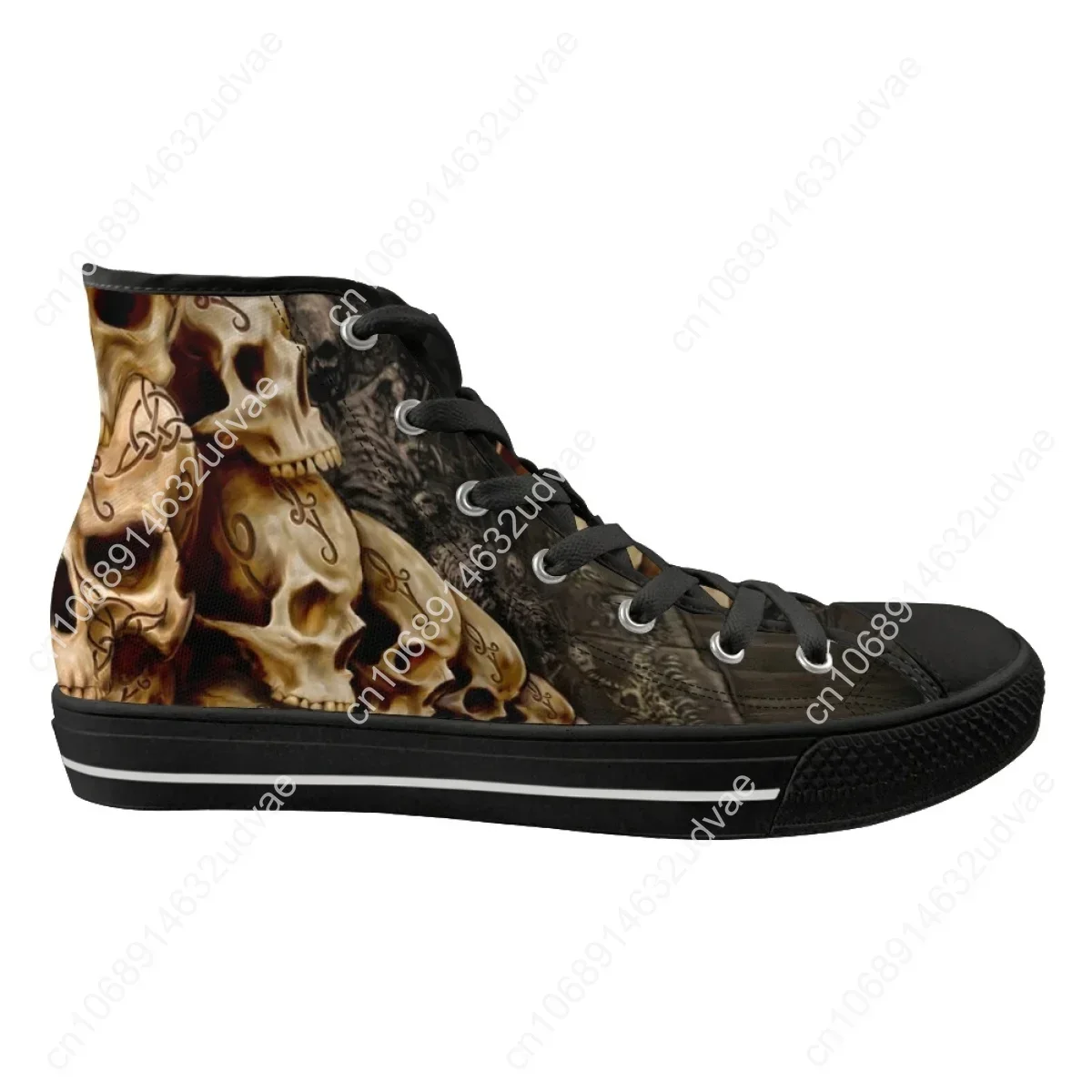 Classic High Top Canvas Shoes For Men's Punk Skull Brand Design Casual Light Vulcanized Sneakers Zapatillas Hombre