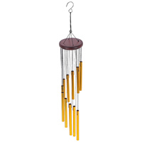 12 Tubes Aluminum Wind Chimes Red Wood Golden Pipes Decoration Hanging Metal Wind Bell Chimes Easy Suspend Novelty