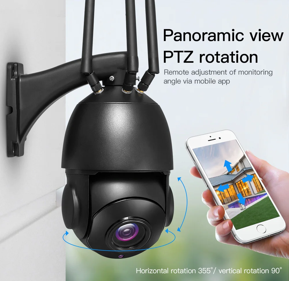 Cámara IP Cctv 4g con Zoom óptico de 8MP, 4K, 30X, visión nocturna a todo Color, tarjeta Sim 4G, sistema de seguridad Wifi para exteriores