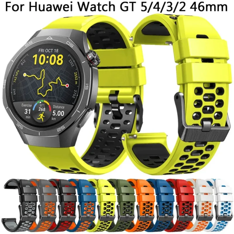 22mm Armband für Huawei Watch GT 5/4/3/2 Pro 46mm Silikonband für Huawei GT5/GT4/GT3/GT2 Pro 46mm Armband Uhrenarmband Correa