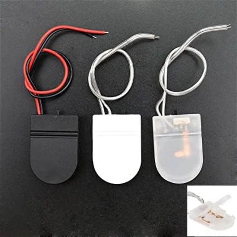 5 قطعة فتحة واحدة CR2032 CR 2032 زر عملة خلية حامل البطارية غطاء مع مفتاح التشغيل والإيقاف يؤدي سلك صندوق بطارية 3 فولت #2