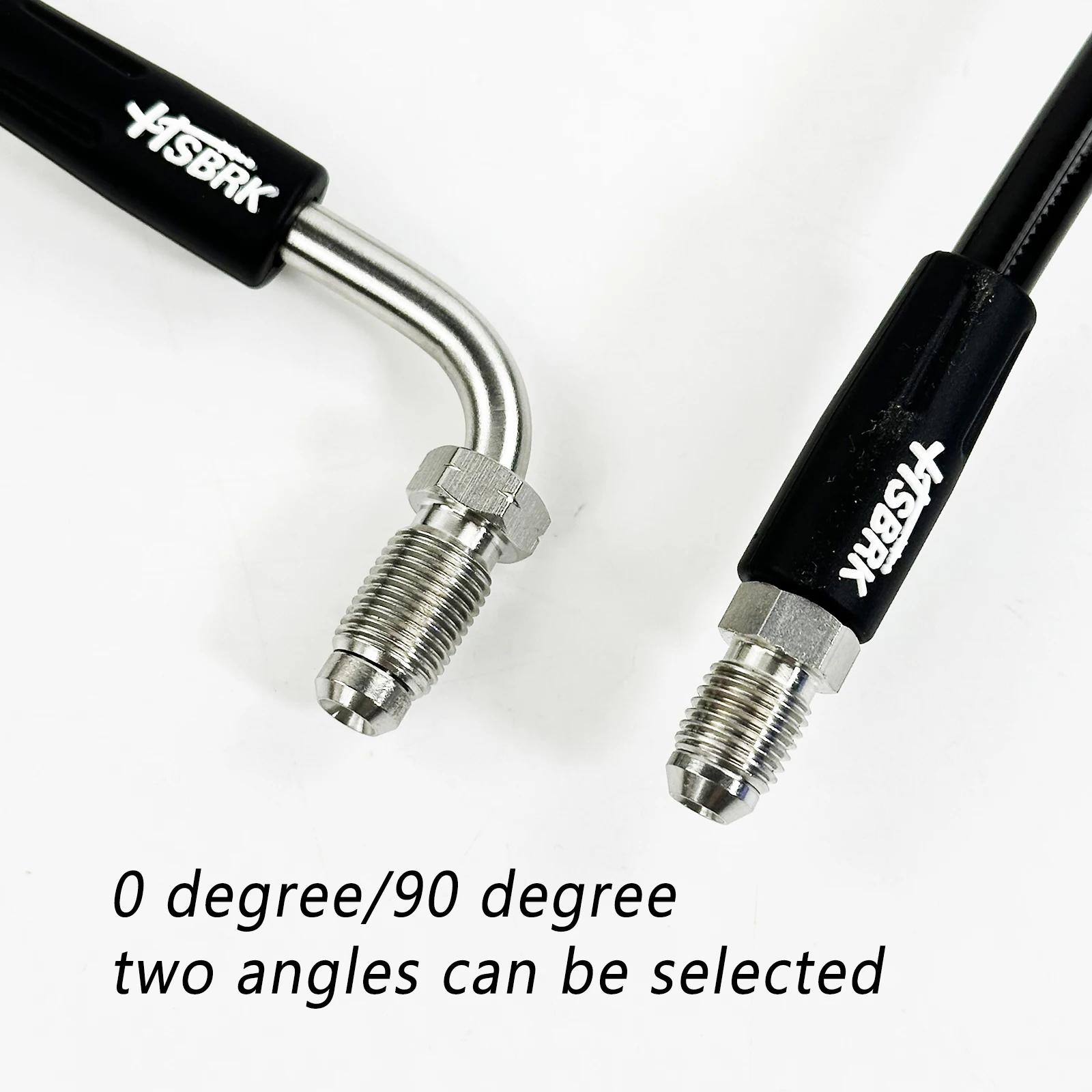 10-500CM M10 * 1,0 mm 0 ° /90 °   Conector de manguera suelta de aceite de freno giratorio, manguera de freno de PTFE trenzada de acero inoxidable para motocicleta