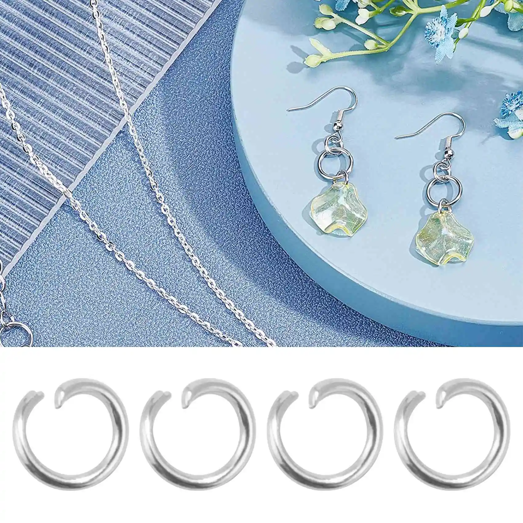 ABQR 500-Piece Open Jump Rings for Jewelry Making, 4mm, Silver