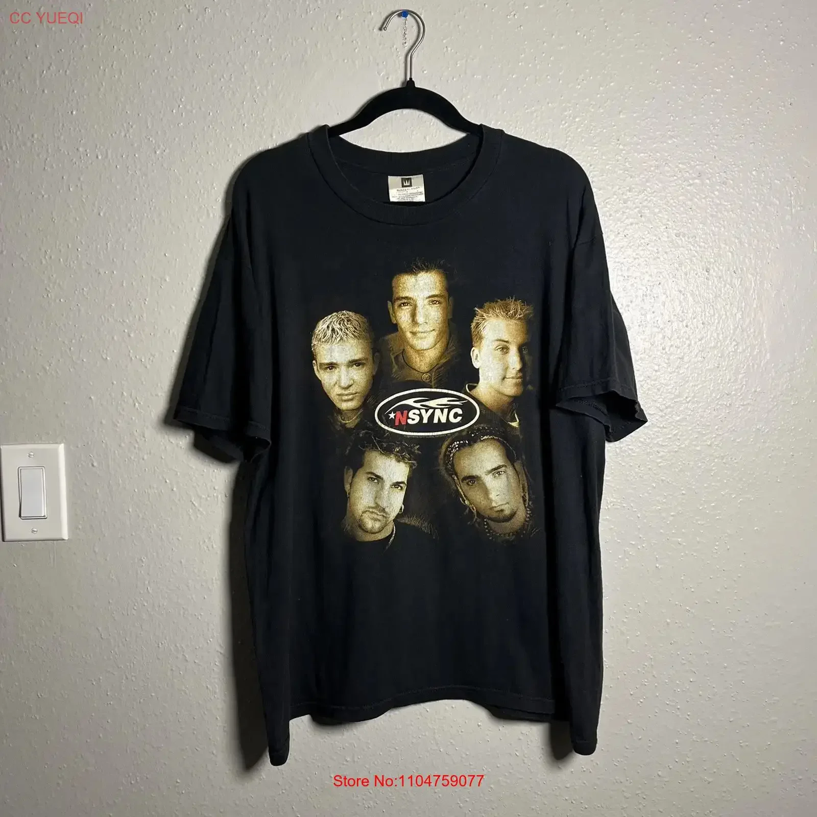 T-shirt vintage NSYNC World Tour 1999 pour homme, taille L, noir, Justin Timberlake, vintage, délavé, doux, graphique, unisexe