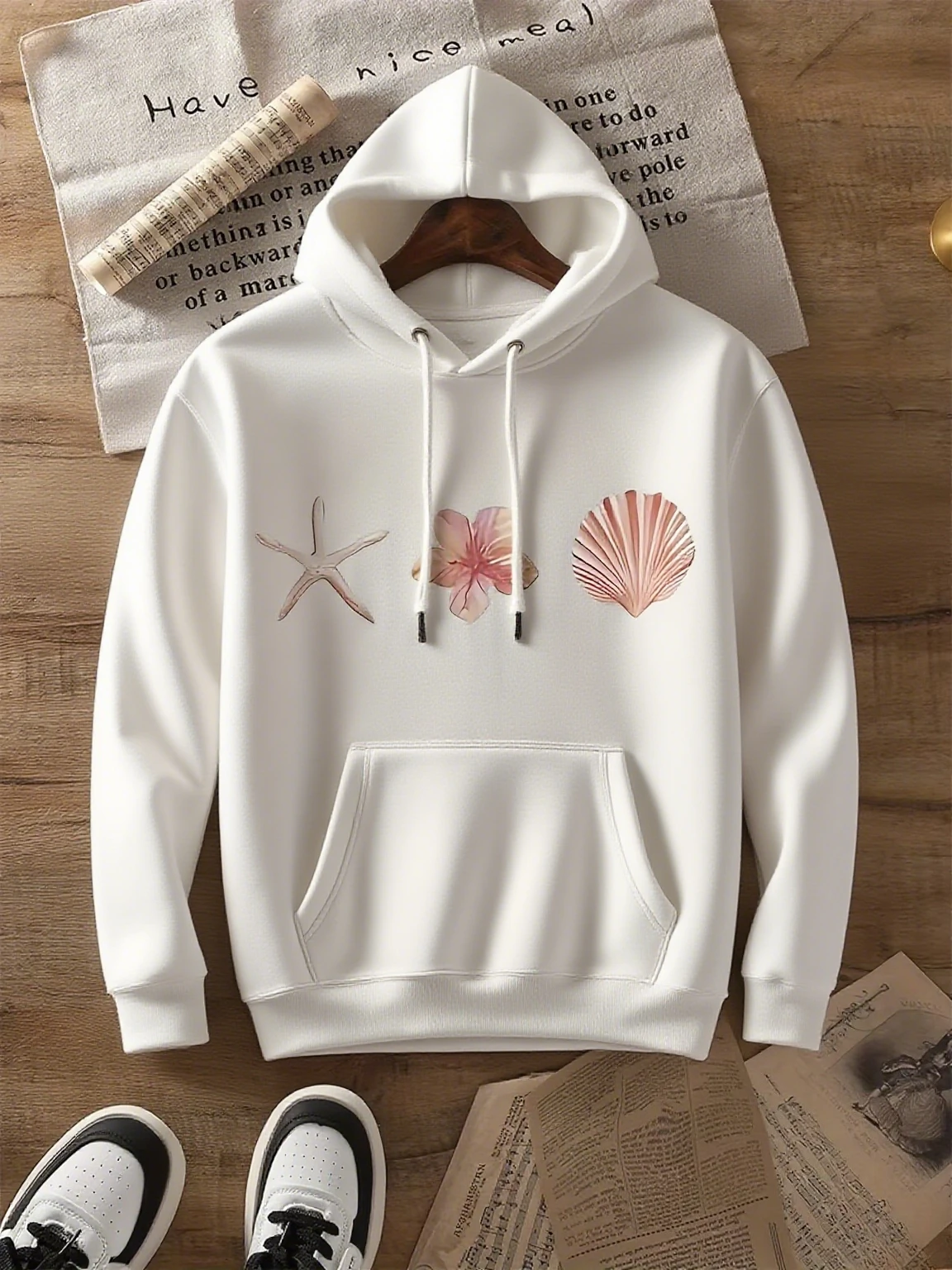

Starfish Shell Graphic Printing Autumn and Winter Pure Cotton Men's and Women's Hoodies Casual Outdoor Street Sports Training