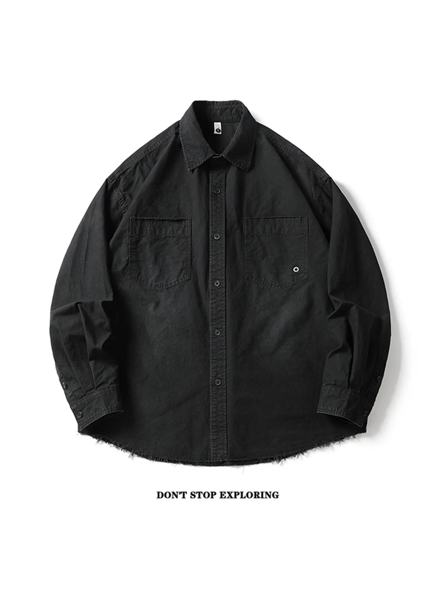 

Wu Wen Le Spring Autumn Long Sve Workwear irt Men's Casual Loose Waed Cotton Outerwear Faionable Japanese Sle