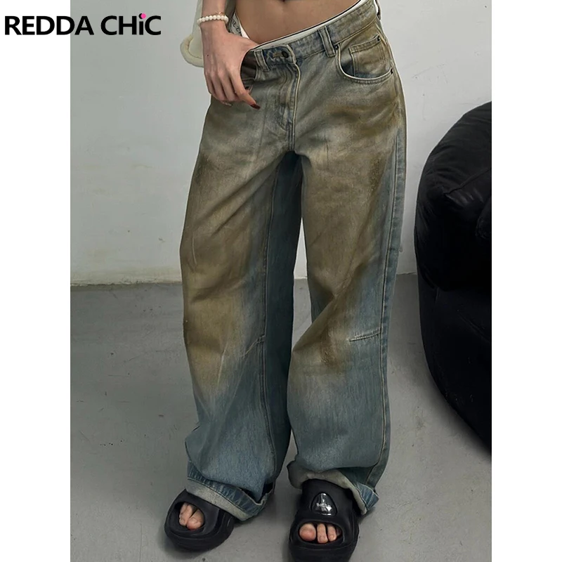 ReddaChic Vintage Baggy Jeans High Waist Wide Leg Pants