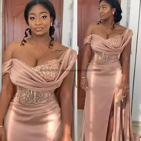 Customized Elegant Mermaid Evening dress Satin One-shoulder PROM Party Bridesmaid birthday Dress for Special occasions 2025