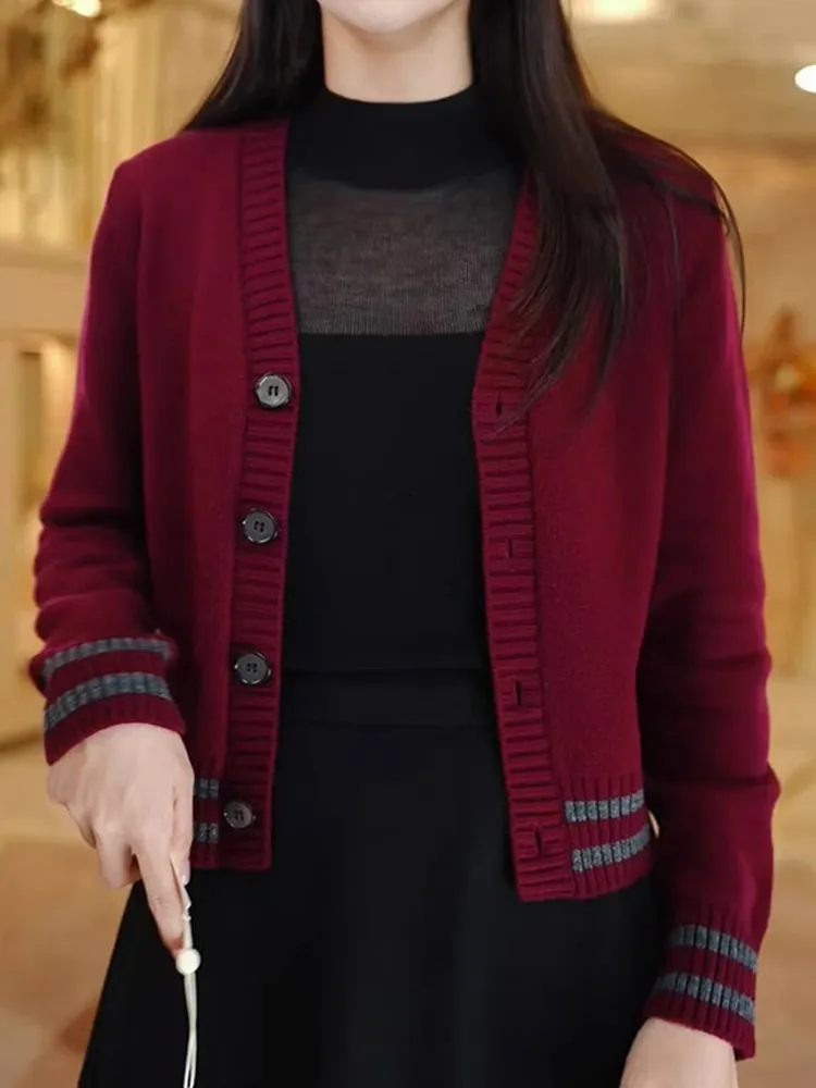 

Ele V-Ne Camere вязаный свитер пальто Long Sve Faionable Color Blo удобный осенне-зимний открытый кардиган