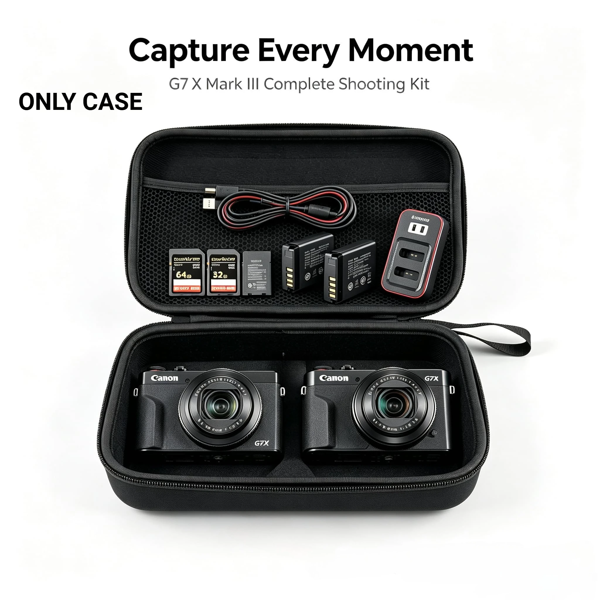 EVA Hard Camera Case Protective Storage Bag for Canon G7X Mark II G7X Mark III Digital Camera Accessories Organizer Pouch