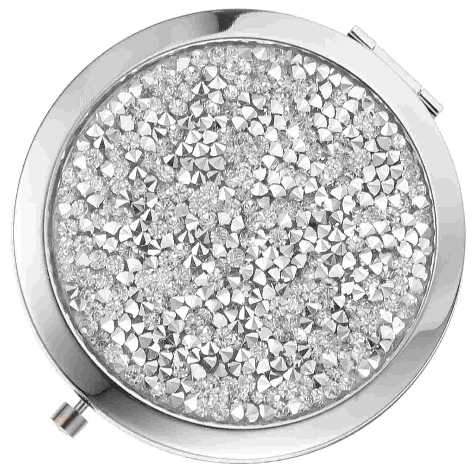 Miroir de poche en cristal pour maquillage, loupe de voyage, loupe ronde en métal compacte