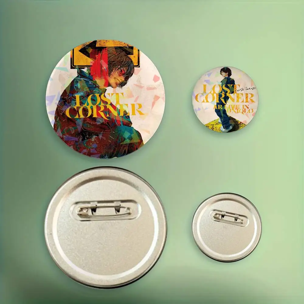Kenshi Yonezu Lost Corner Round Badge Lapel Pins for Backpacks Briefcase Laser Brooch Clothes Gifts
