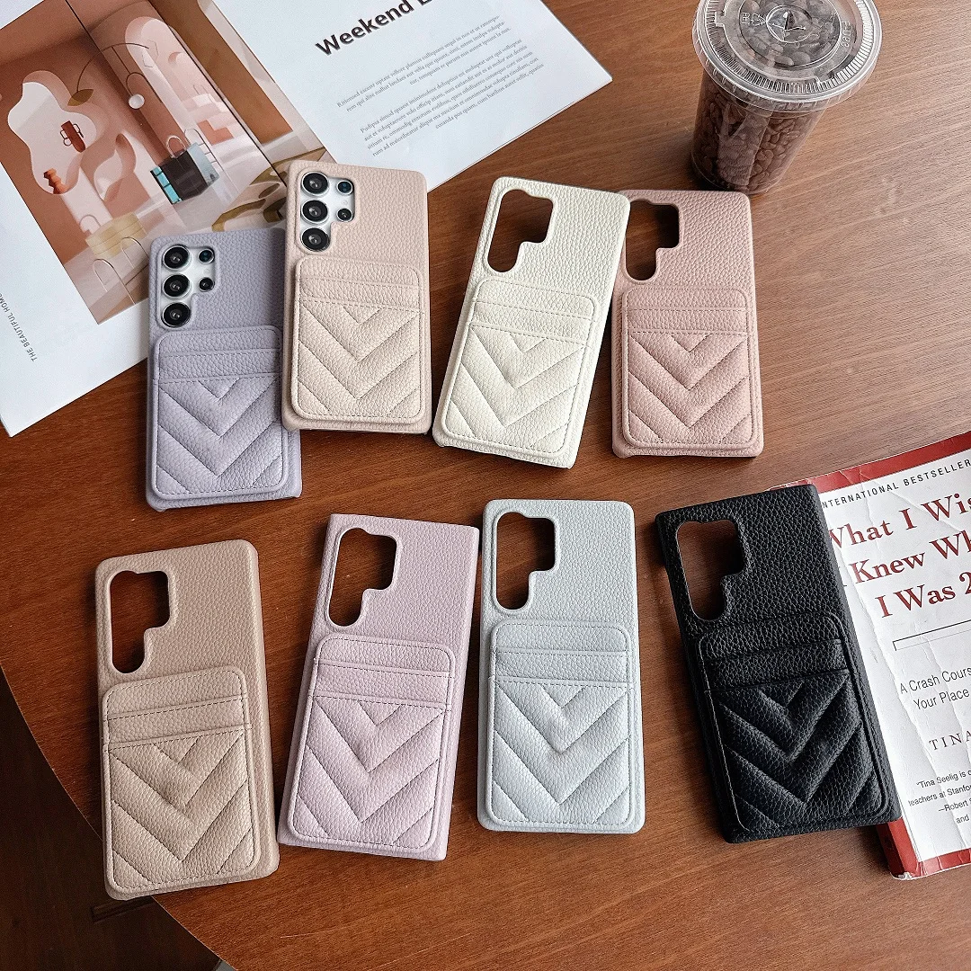 

Luxury 3D V Shape Leather Dual Card Slots Wallet Case For Samsung Galaxy S25 Edge S24FE S23 Plus S22 S26 Ultra Funda Shell Cover