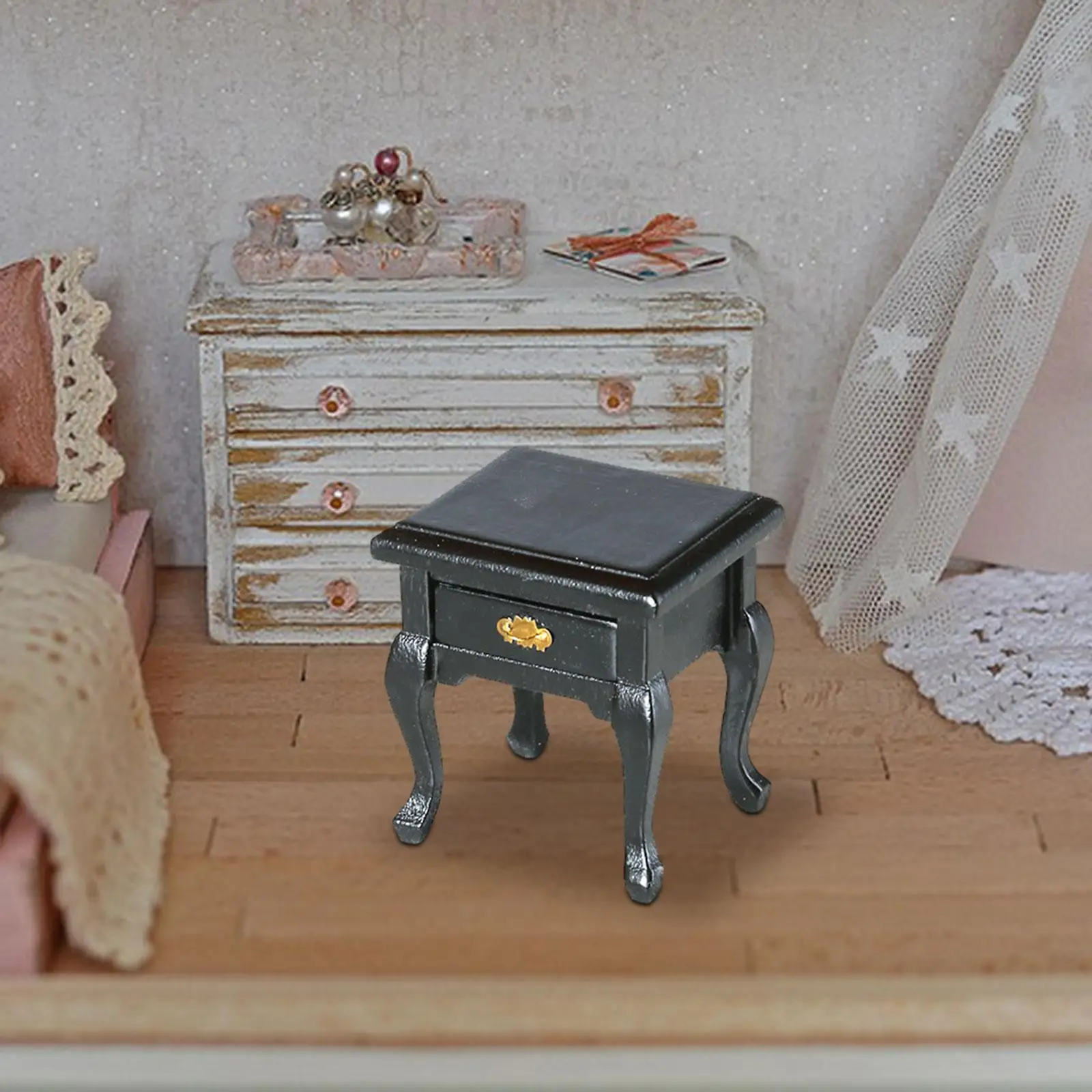 1:12 Scale Dollhouse End Table Wood for Diorama Photography Props Accessory