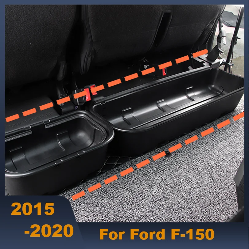 High Quality Black ABS Inner Rear Door Armrest Storage Box Pocke Split and Integrated Fit For Ford F150 F-150 2015-2020