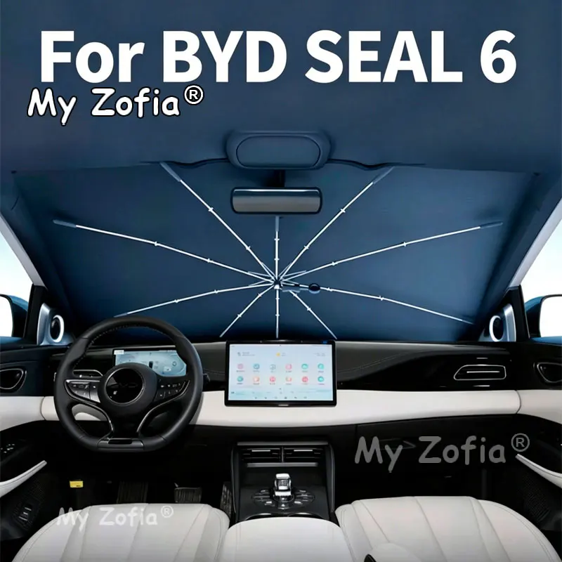 Für BYD SEAL 6 2025 2026 Auto-Windschutzscheiben-Sonnenschutz Faltbarer Regenschirm Vordere Wärmeisolierung Zubehör