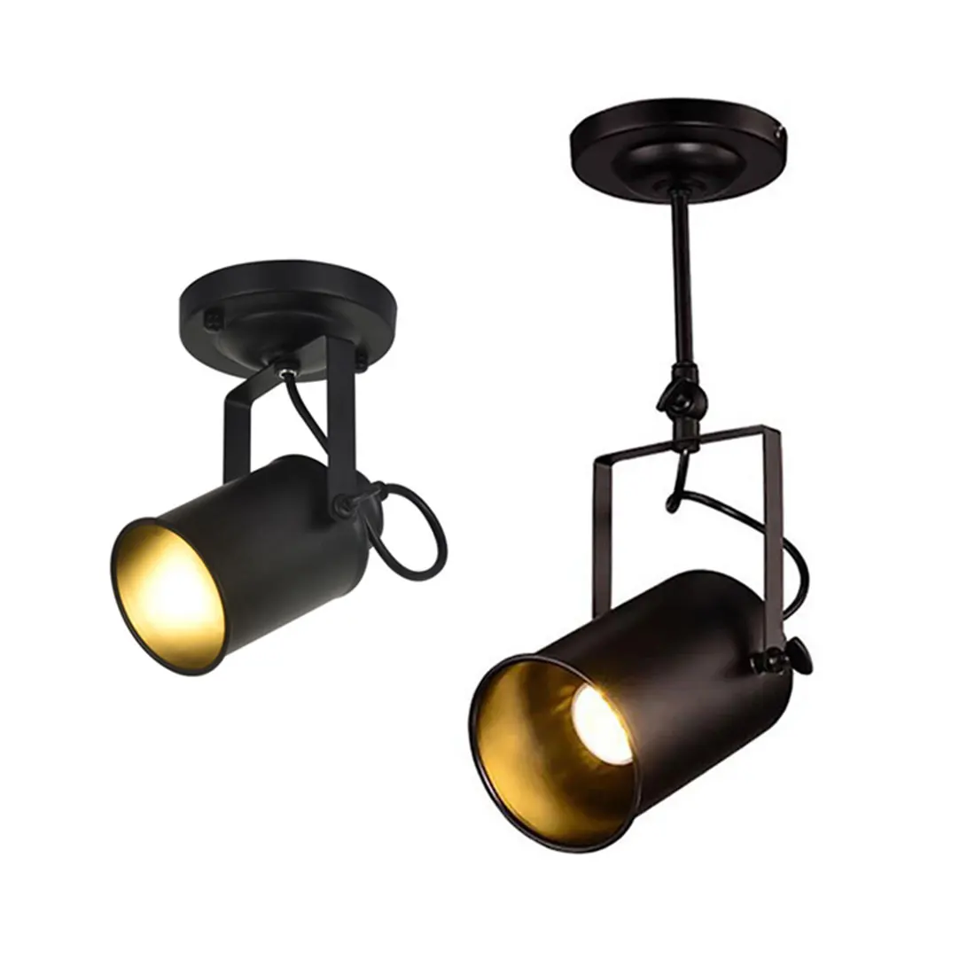 Foco de hierro forjado negro Vintage, lámpara de acento E27, ajustable en pared o techo montaje empotrado, iluminación para Loft, cafetería, Bar, tienda