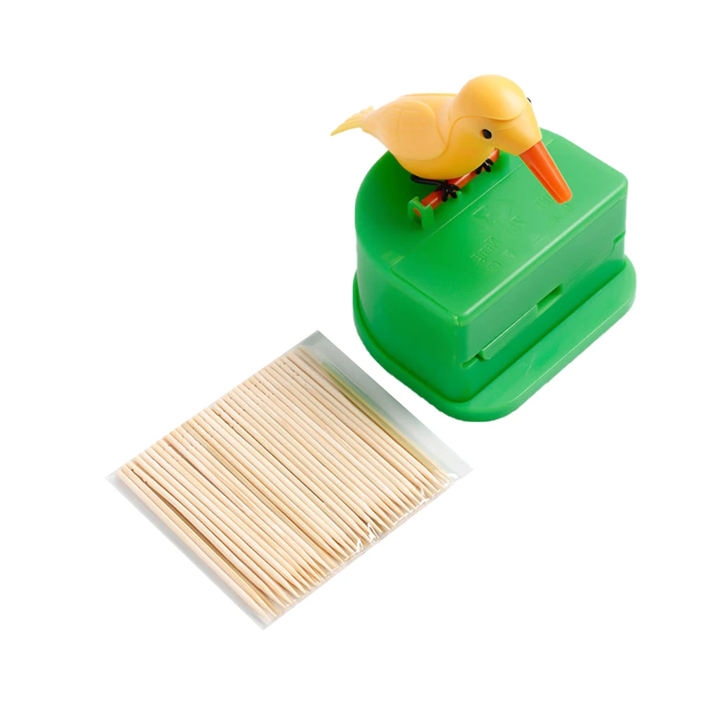 

Automatic Toothpick Dispenser Box H Pressure Cute Bird Shaped Holder for Home Office Restaurant Anti Slip Bottom Bamboo Material