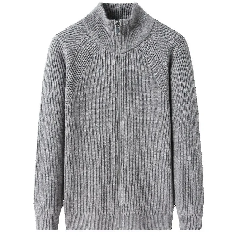 2024 outono e inverno novo cardigan de malha com zíper masculino casual versátil gola alta camisola jaqueta para homem