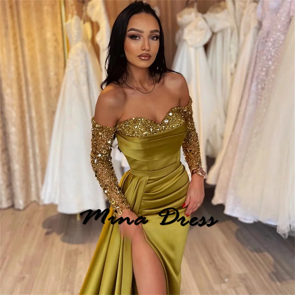 Mina Customized Backless Elegant Formal Dresses for Women Evening Dress Es Sequins. Slit Special Occasion Dresses Ball Gowns