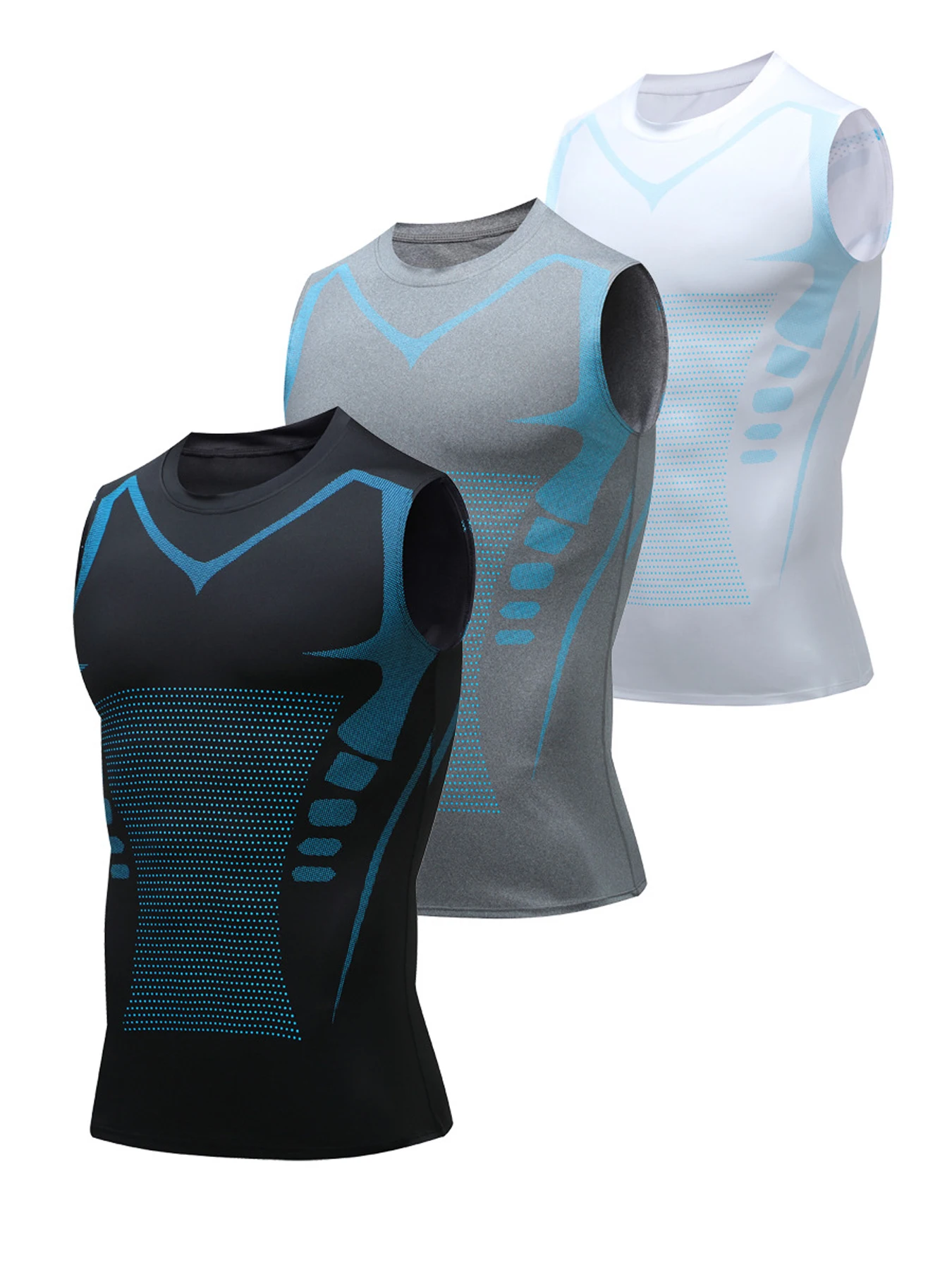 Herren Kompressions-Laufweste, Atmungsaktives Schnelltrocknendes Sport-Tanktop, Elastisches Ärmelloses Trainings-Unterhemd