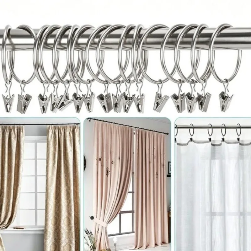 28 pcs 25mm Metal Curtain Hanger Rings, Easy Slide On Rod and Strong Clip Grip, ideal for Bathroom Shower Panels