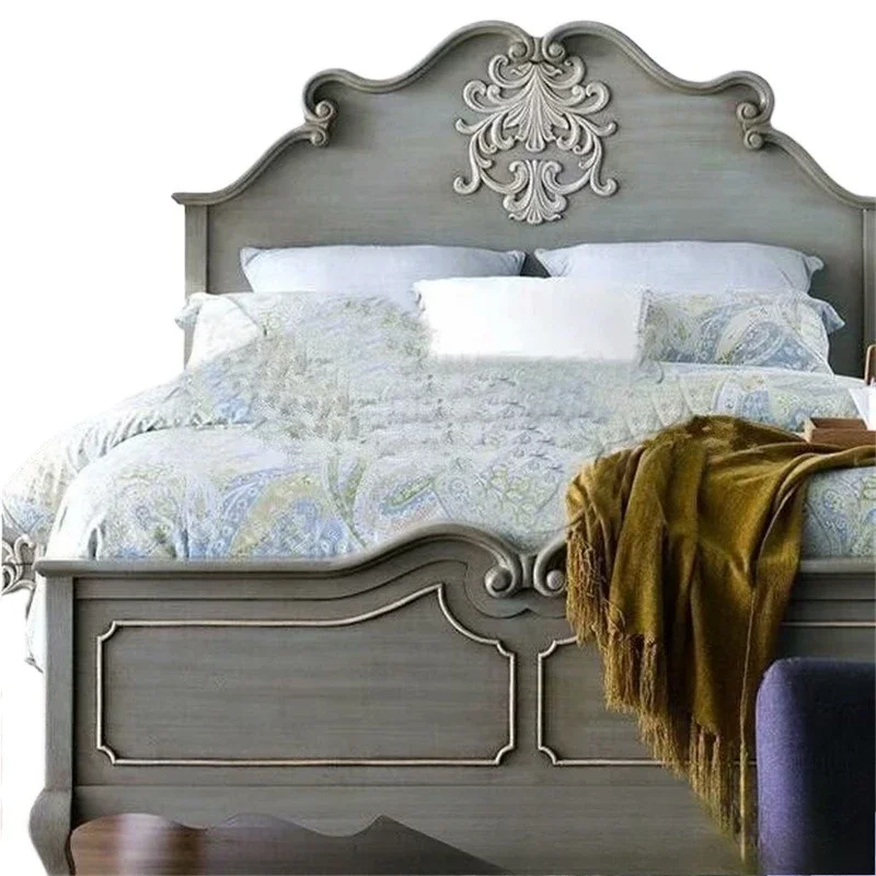 

Furniture Solid wood American 1.8 meters retro carved oak double bed bedroom fashion princess wedding bed
