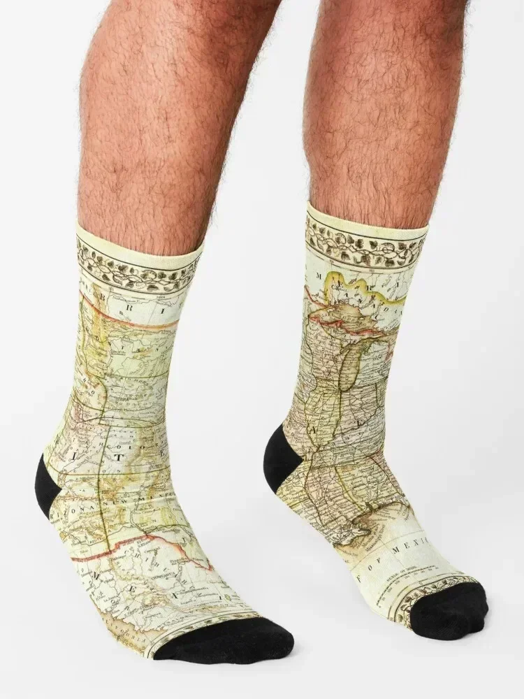 Old map of US territories Socks custom designer cotton FASHION Socks Man Women's