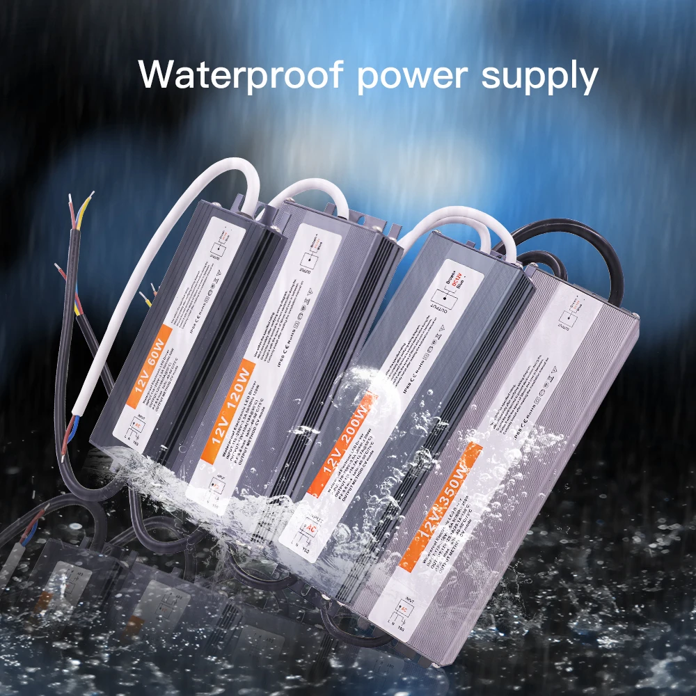 AC DC 12V 24V Power Supply Transformers 12 24 V Volt IP67 IP68 Outdoor Waterproof 24V Driver 220V TO 12V 10W 60W 100W 200W 500W