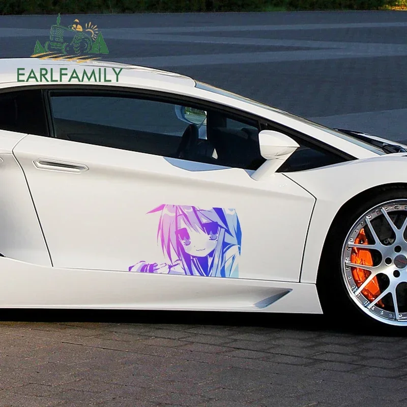 

EARLFAMILY 43cm x 26.8cm For Funny Anime Sunscreen Car Stickers Personality Decal Occlusion Scratch Motorcycle For JDM SUV RV