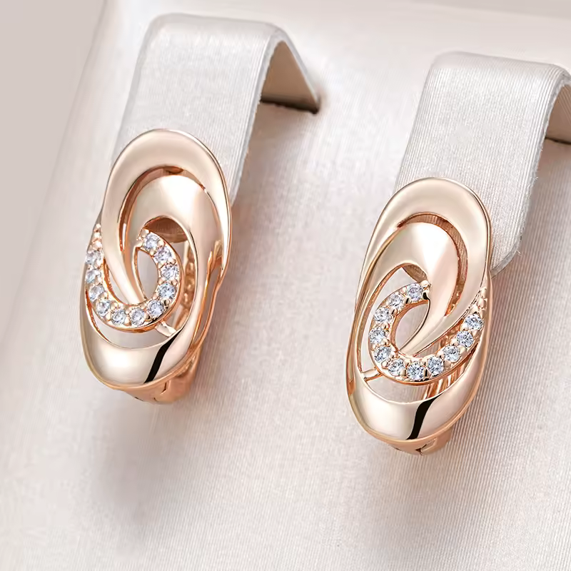 Kinel New 585 Rose Gold Color Drop Earrings For Girl Fashion Natural Zircon Accessories Child Gifts High Quality Daily Jewelry Products on AliExpress