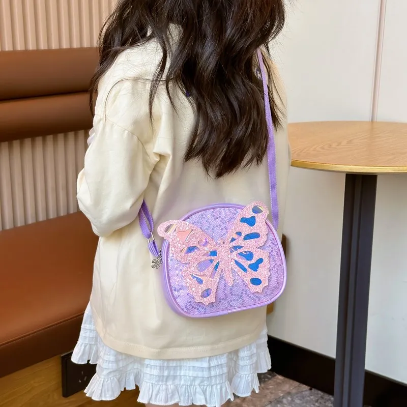 جميل Bowknot الفتيات حقيبة كتف موضة الترتر الأطفال محفظة نسائية للعملات المعدنية حقائب كروسبودي الصغيرة الحلو الاطفال بولي PU حقائب اليد الكرتون