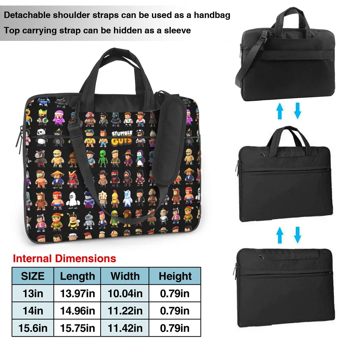 Handbag Laptop Bag Stumble Guys Funny Game Notebook Pouch 13 14 15 Business Waterproof Computer Bag For Macbook Air Xiaomi